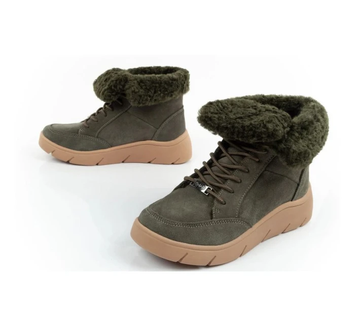 Dámské kotníkové zateplené boty F30232 1020 400Tmavě zelená s hnědou - Scholl