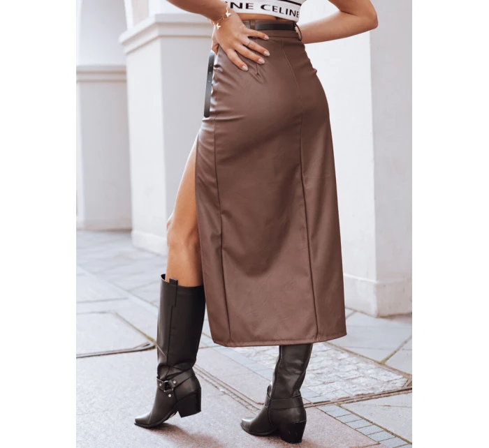 TOPAZ hnědá midi sukně FashionStreet CY0413 TOPAZ hnědá midi sukně FashionStreet CY0413