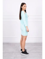 Šaty s potiskem model 18744172 v mátové barvě - K-Fashion Šaty s potiskem model 18744172 v mátové barvě - K-Fashion