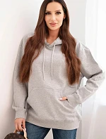 Dámská mikina s kapucí a klokaní kapsou bavlněná šedá