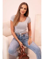 Dámská klasická bavlněná blůza s krátkým rukávem modrá