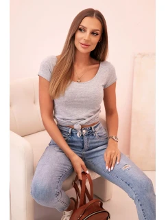 Dámská klasická bavlněná blůza s krátkým rukávem modrá