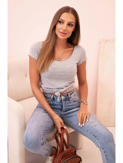 Dámská klasická bavlněná blůza s krátkým rukávem modrá