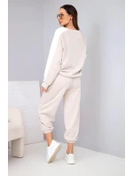 Dámský máslový komplet s lampasem a model 22015452 lemem béžový - K-Fashion