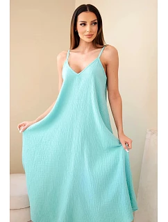 Šaty mušelínové na ramínka mintová