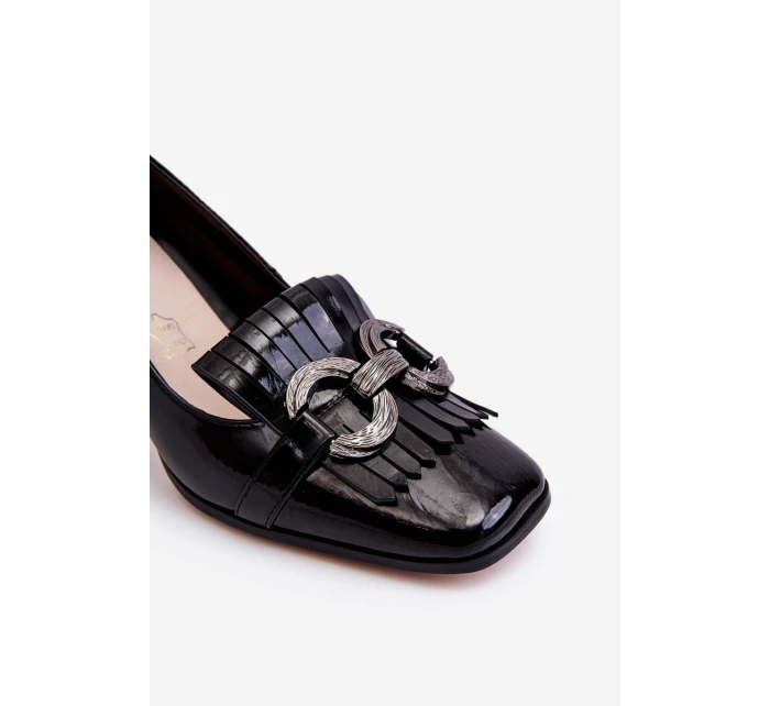 Pohodlné lodičky z lakované kůže černé model 21611385 - S.Barski