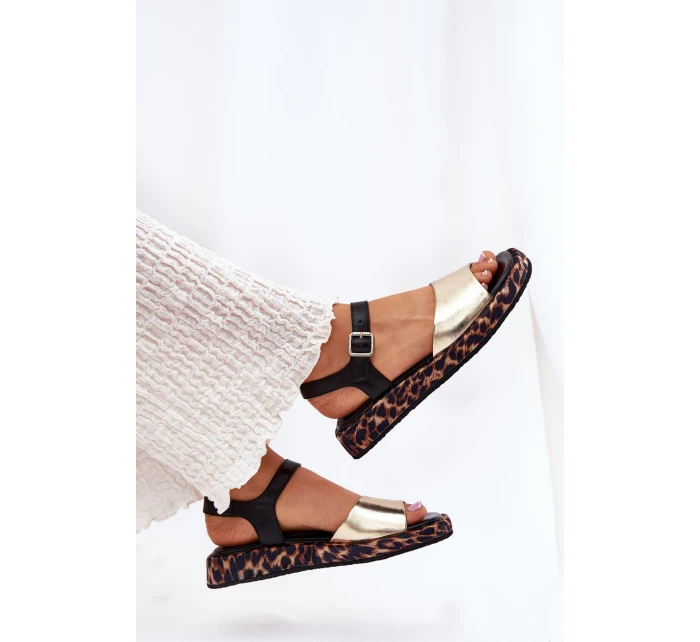 Kožené Elegantní Dámské Sandály model 21691677 Zlaté - S.Barski