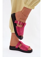 Semišové dámské sandály na platformě se zlatým model 22094994 - Boto