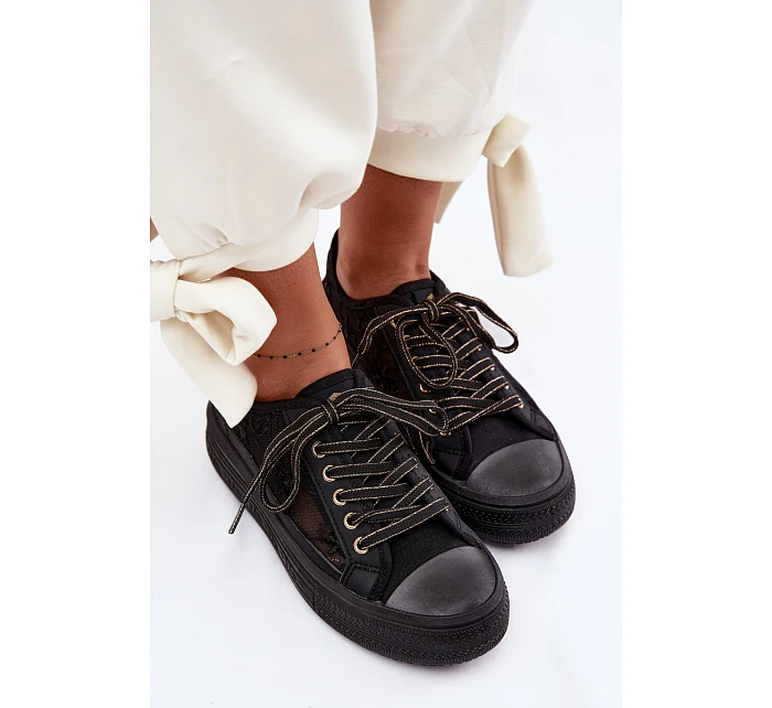 Dámské tenisky s krajkou na platformě model 22095265 Černé - Lee Cooper Dámské tenisky s krajkou na platformě model 22095265 Černé - Lee Cooper
