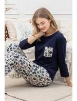 Dámské pyžamo  Tmavě modrá s béžovou model 21875970 - LEVEZA