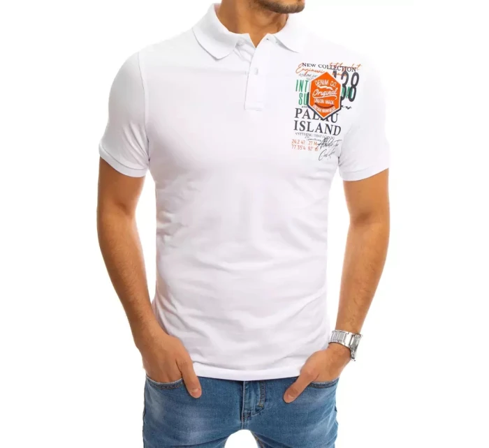 FashionStreet bílá polokošile s potiskem PX0370 FashionStreet bílá polokošile s potiskem PX0370