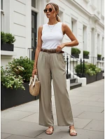 Dámské kalhoty z lyocellu se širokými nohavicemi v barvě mokka, FashionStreet UY3082 Dámské kalhoty z lyocellu se širokými nohavicemi v barvě mokka, FashionStreet UY3082