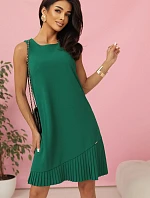 308-4 KARINE elegantní trapézové šaty s asymetrickým řasením - ZELENÉ