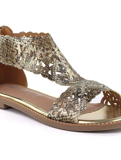 Dámské ažurové sandály z kůže ve zlaté barvě M.Daszynski model 22081571 - Hikvision