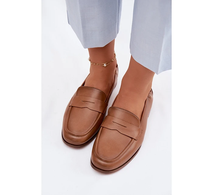 Mokasíny z přírodní kůže model 22074671 Camel - VINCEZA Mokasíny z přírodní kůže model 22074671 Camel - VINCEZA