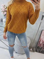 Svetr s diamantovým vzorem 2020 18 hořčice - Kesi