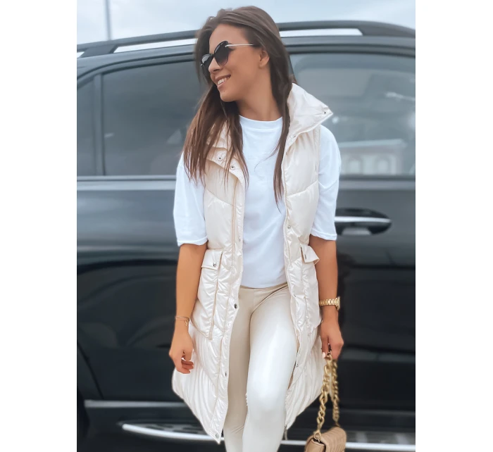 Dámská prošívaná vesta ecru Dstreet model 21965432 - FashionStreet