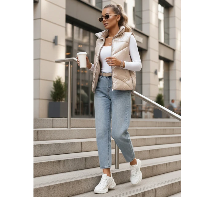 Kamizelka damska pikowana ze beżowa model 22032182 - FashionStreet