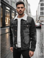 Pánská zateplená džínová bunda s ovčí kůží šedá Dstreet TX4728z