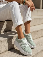 Dámské kožené tenisky na platformě mint FashionStreet ZY1375