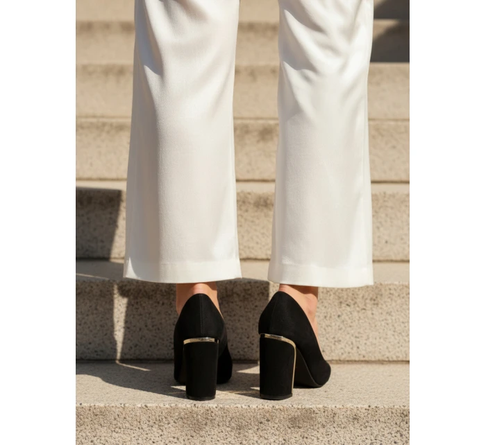 Dámské semišové lodičky na jehlovém podpatku černé FashionStreet ZY1399