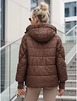 Dámská prošívaná bunda s kapucí, hnědá, FashionStreet TY5760 Dámská prošívaná bunda s kapucí, hnědá, FashionStreet TY5760