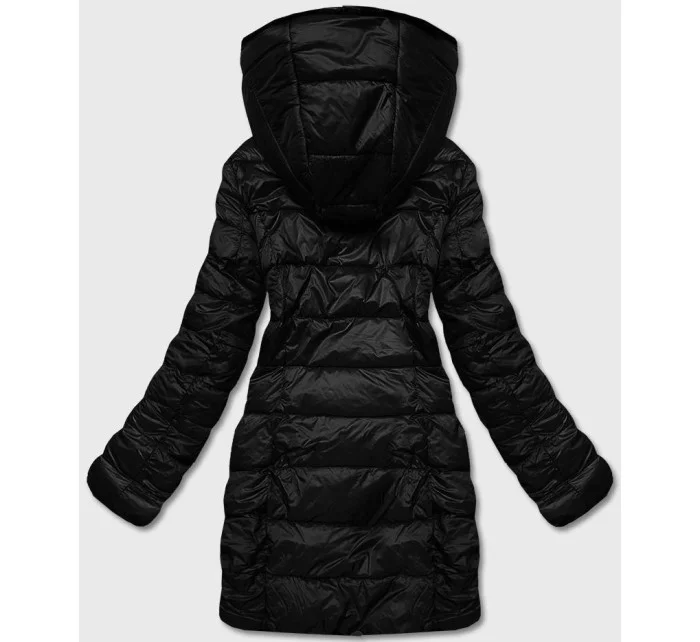 Černá oboustranná dámská bunda - kožíšek (b8053-1)