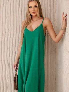 Mušelínové šaty na ramínka zelený