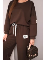 Dámská souprava máslová mikina + kalhoty hnědý