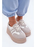 Semišové tenisky na platformě model 22095152 bílé - Goe