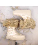 Dámské sněhule INT1924B sněhule na platformě z umělé kožešiny MM274380 Světle béžová - Big Star