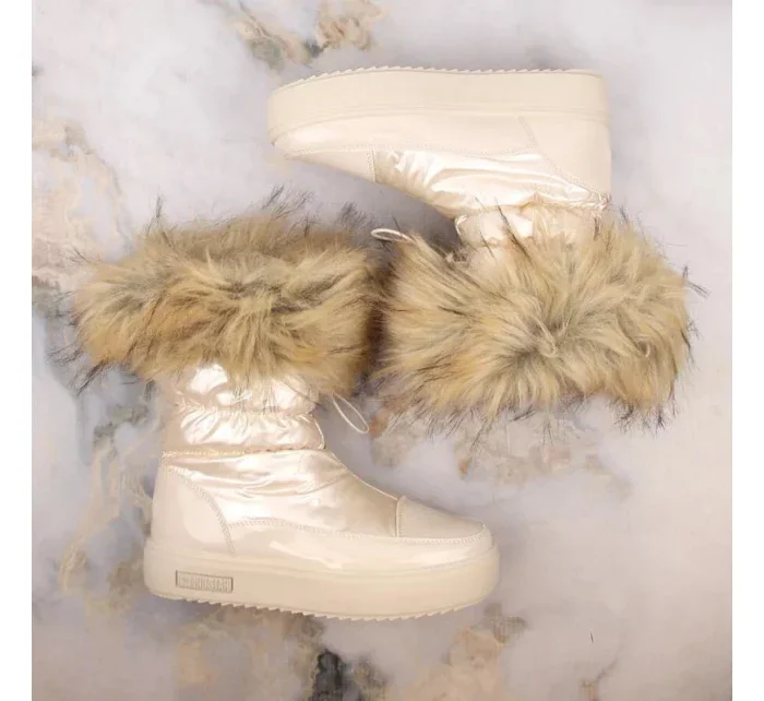 Dámské sněhule INT1924B sněhule na platformě z umělé kožešiny MM274380 Světle béžová - Big Star