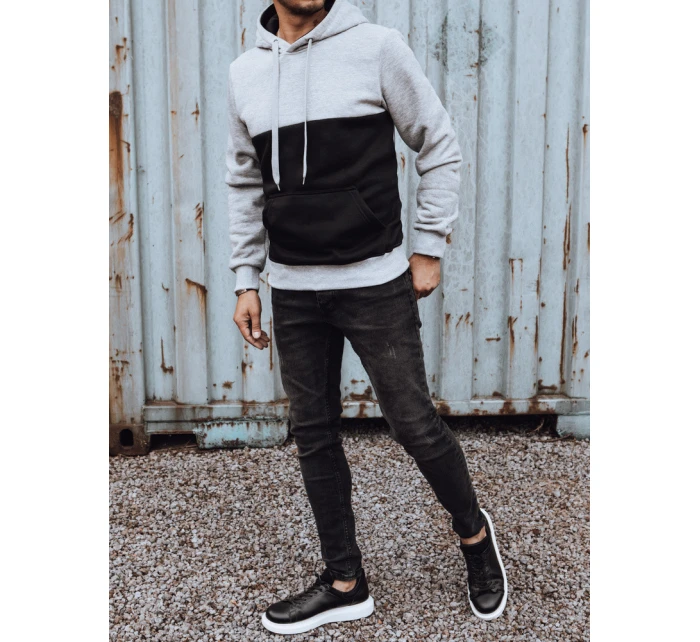 Pánská mikina s kapucí světle šedá FashionStreet BX5799