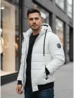 Pánská prošívaná zimní bunda s kapucí bílá FashionStreet TX5096