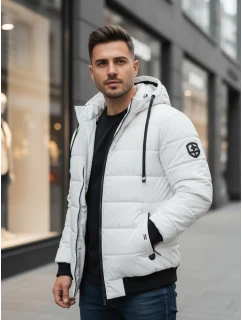 Pánská prošívaná zimní bunda s kapucí bílá FashionStreet TX5096