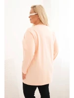 Dámská blůza Plus Size s výstřihem do V a dlouhým rukávem meruňková Dámská blůza Plus Size s výstřihem do V a dlouhým rukávem meruňková