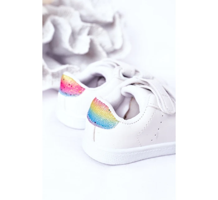 Dětské Tenisky Se Suchým Zipem Bíle-Duhové Cute Girl Dětské Tenisky Se Suchým Zipem Bíle-Duhové Cute Girl