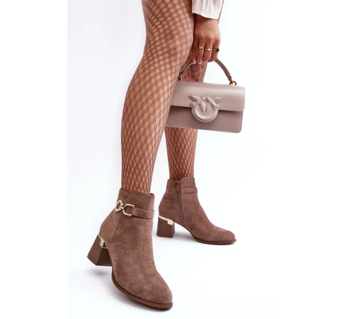 Modní Dámské Semišové Botky Hnědé Nola