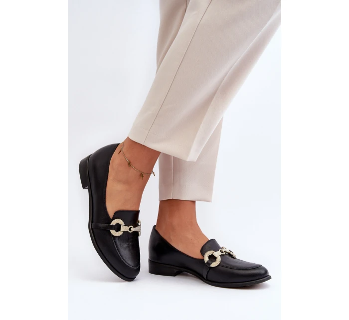 Zazoo 2880 Dámské Mokasíny Kožené S Ozdobou Černé