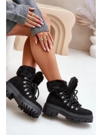 Dámské Šněrovací Boty S Kožíškem Černé Vaminia Dámské Šněrovací Boty S Kožíškem Černé Vaminia