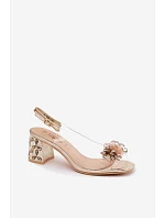 Průhledné sandály s krystaly na klínovém podpatku S.Barski KV61-6068 Zlaté