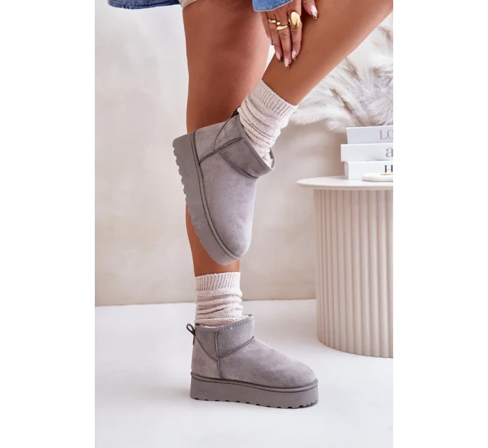 Sněhule Dámské Na Platformě Zateplené Kožíškem Šedé Xamella Sněhule Dámské Na Platformě Zateplené Kožíškem Šedé Xamella