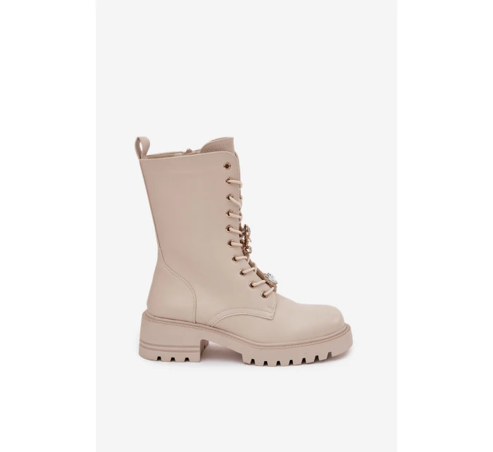 Botki workery dámské s přívěsky – medvídek a srdce, béžové Iravine