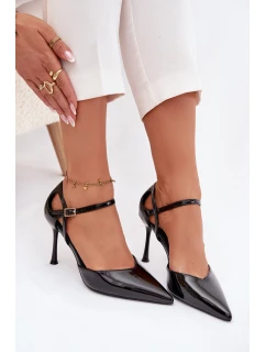 Dámské lakované lodičky s páskem - černé Tarilin