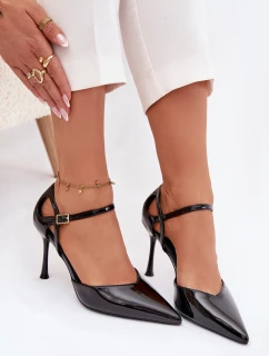 Dámské lakované lodičky s páskem - černé Tarilin