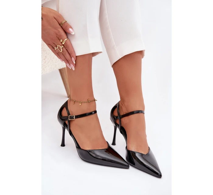 Dámské lakované lodičky s páskem - černé Tarilin Dámské lakované lodičky s páskem - černé Tarilin