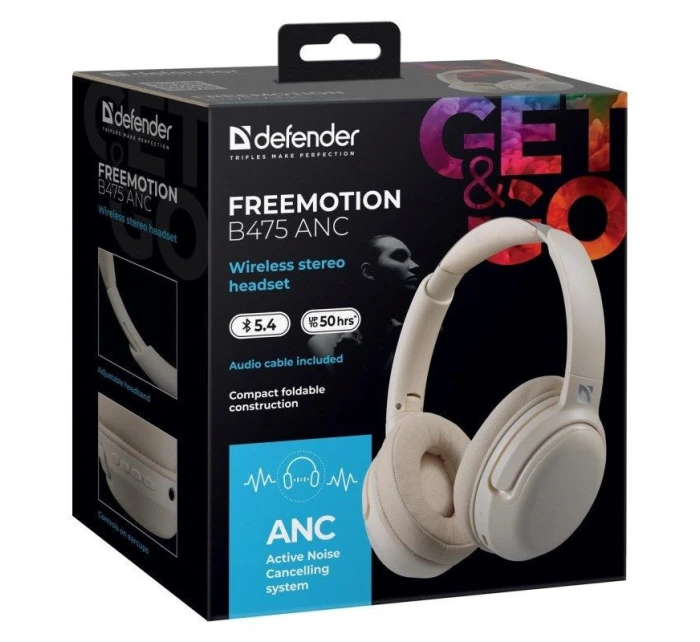 DEFENDER BLUETOOTH SLUCHÁTKA DO UŠÍ FREEMOTION B475 ANC BEIGE 63475