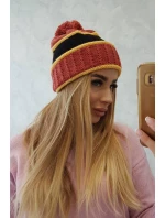 Dámská čepice Kinga K297 červená+hořčicová+černá Dámská čepice Kinga K297 červená+hořčicová+černá