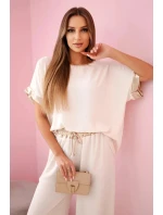 Viskózový komplet se zlatým lemováním béžový Viskózový komplet se zlatým lemováním béžový