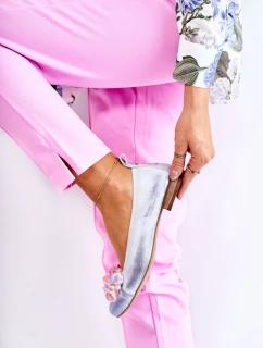 Zazoo 2749 Dámské Kožené Baletky S Křišťálky Bílo-Modré